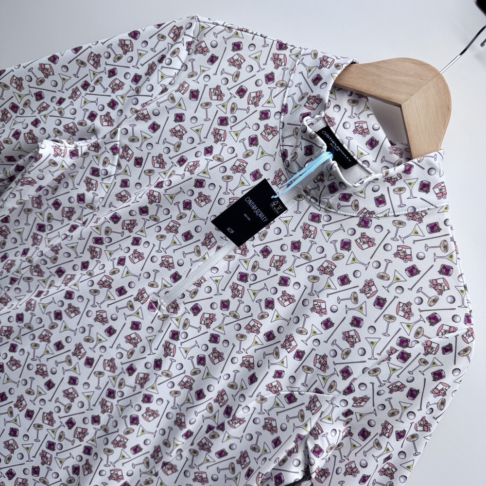Cynthia Rowley Active Golf Pullover Women's L Large 1/4 Zip Martini Print NWT